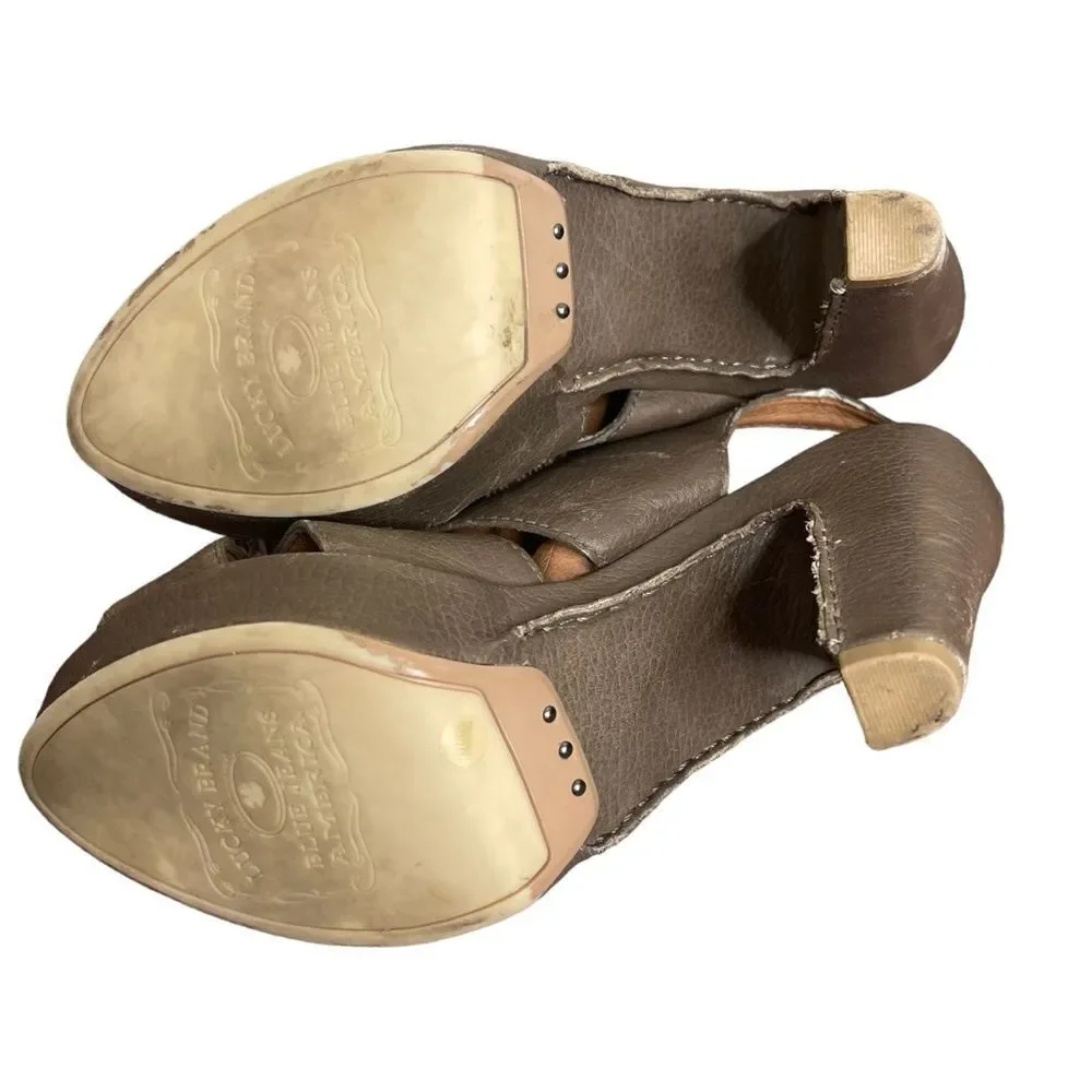 Lucky Brand Peggy Leather Platform Slingback High Heel Shoes Size 8.5‎  90's Y2K